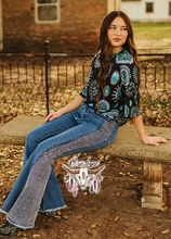 Load image into Gallery viewer, Rhinestone City Flares - Mid Wash