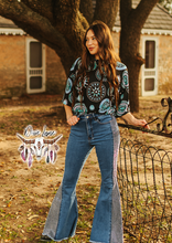 Load image into Gallery viewer, Rhinestone City Flares - Mid Wash