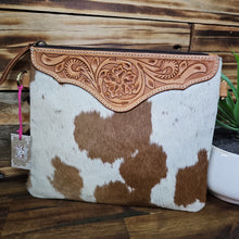 Load image into Gallery viewer, Leather & Hide Crossbody Clutch