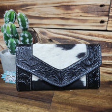 Load image into Gallery viewer, Tooled Leather &amp; Hide Wallet
