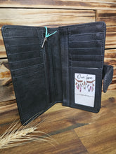 Load image into Gallery viewer, Carved Turquoise Leather Wallet