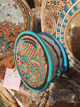 Load image into Gallery viewer, Small Tooled Round Cowhide Bag