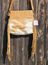 Load image into Gallery viewer, Leather & Hide Fringe Handbag