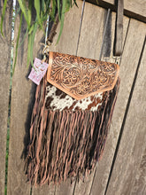 Load image into Gallery viewer, Leather & Hide Fringe Bag