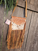 Load image into Gallery viewer, Leather & Hide Fringe Bag