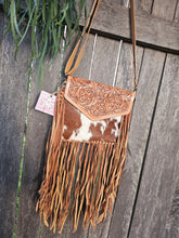 Load image into Gallery viewer, Leather & Hide Fringe Bag