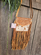 Load image into Gallery viewer, Leather & Hide Fringe Bag