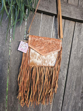 Load image into Gallery viewer, Leather & Hide Fringe Bag
