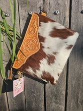 Load image into Gallery viewer, Leather & Hide Crossbody Clutch