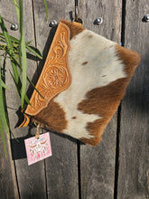 Load image into Gallery viewer, Leather & Hide Crossbody Clutch
