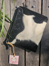 Load image into Gallery viewer, Leather & Hide Crossbody Clutch