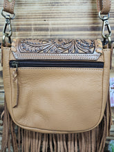Load image into Gallery viewer, Carved Leather Fringe Crossbody Bag