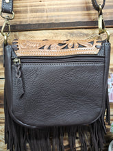 Load image into Gallery viewer, Carved Leather Fringe Crossbody Bag