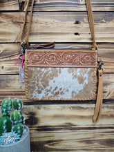 Load image into Gallery viewer, Leather & Hide Crossbody Clutch