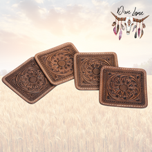 Load image into Gallery viewer, Tooled Leather Coasters