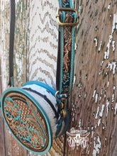 Load image into Gallery viewer, Small Tooled Round Cowhide Bag