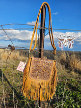 Load image into Gallery viewer, Carved Leather Fringe Crossbody Bag