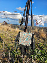 Load image into Gallery viewer, Carved Leather Fringe Crossbody Bag