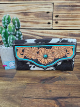 Load image into Gallery viewer, Turquoise Leather & Hide Wallet