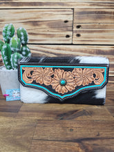 Load image into Gallery viewer, Turquoise Leather & Hide Wallet
