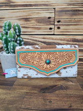 Load image into Gallery viewer, Turquoise Leather & Hide Wallet