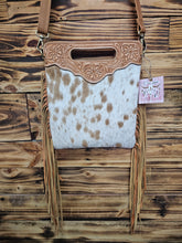 Load image into Gallery viewer, Leather & Hide Fringe Sling Bag