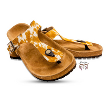 Load image into Gallery viewer, Tan Cowhide T-Bar Sandles