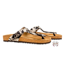 Load image into Gallery viewer, Black Cowhide T-Bar Sandles