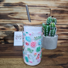 Load image into Gallery viewer, Watercolour Succulents - 500ml Glass Tumbler
