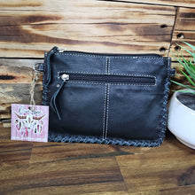 Load image into Gallery viewer, Leather &amp; Hide Crossbody Clutch
