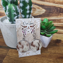 Load image into Gallery viewer, Cowhide Round Dangles - multiple colours
