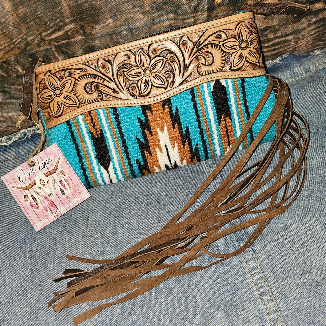 Saddle Blanket Fringe Clutch