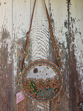 Load image into Gallery viewer, Tooled Round Cowhide Bag
