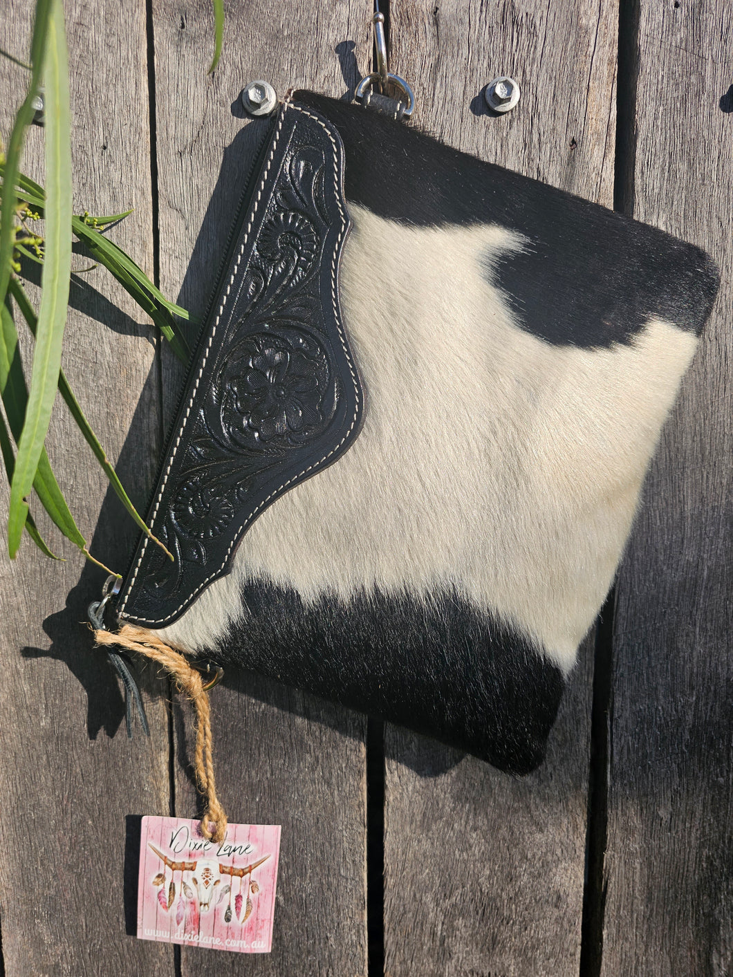 Leather & Hide Crossbody Clutch