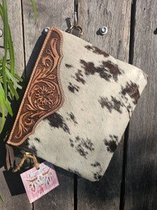 Leather & Hide Crossbody Clutch