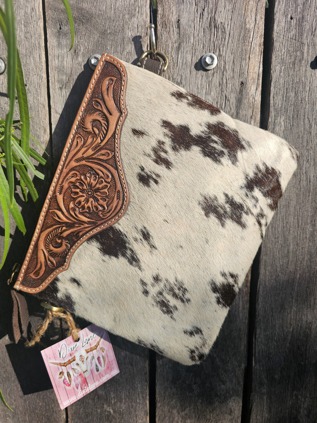 Leather & Hide Crossbody Clutch