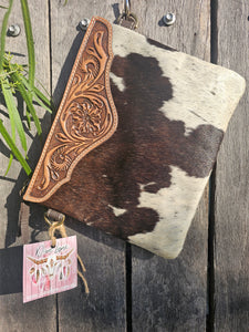 Leather & Hide Crossbody Clutch