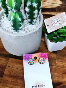 10mm Glitter Resin Studs - Multiple Options