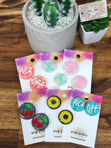 Printed Glitter Resin Studs - Multiple Options