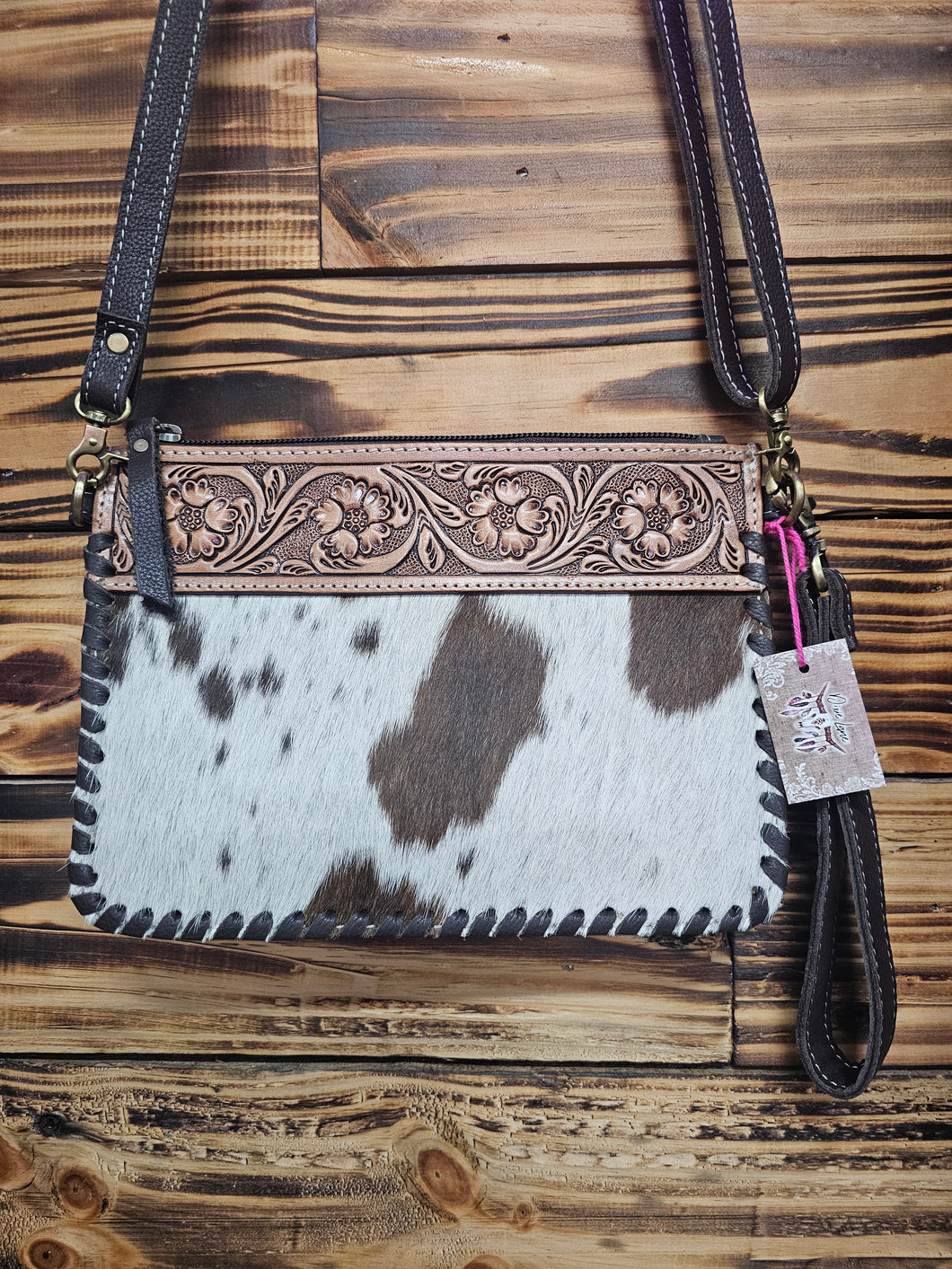 Leather & Hide Crossbody Clutch