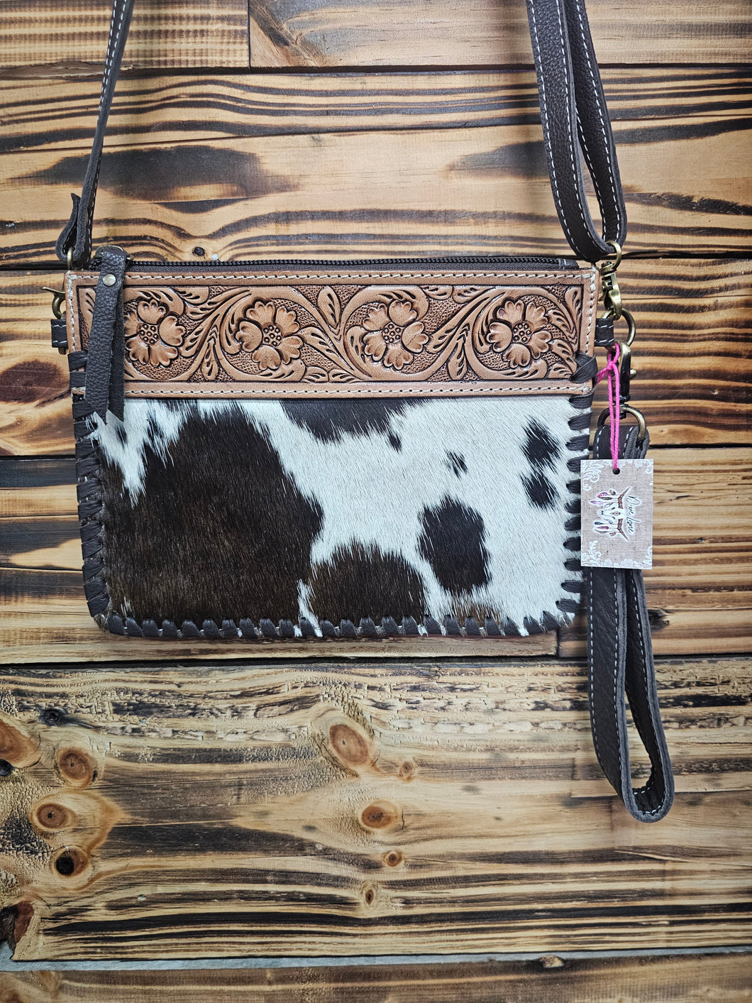 Leather & Hide Crossbody Clutch