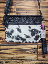 Load image into Gallery viewer, Leather &amp; Hide Crossbody Clutch

