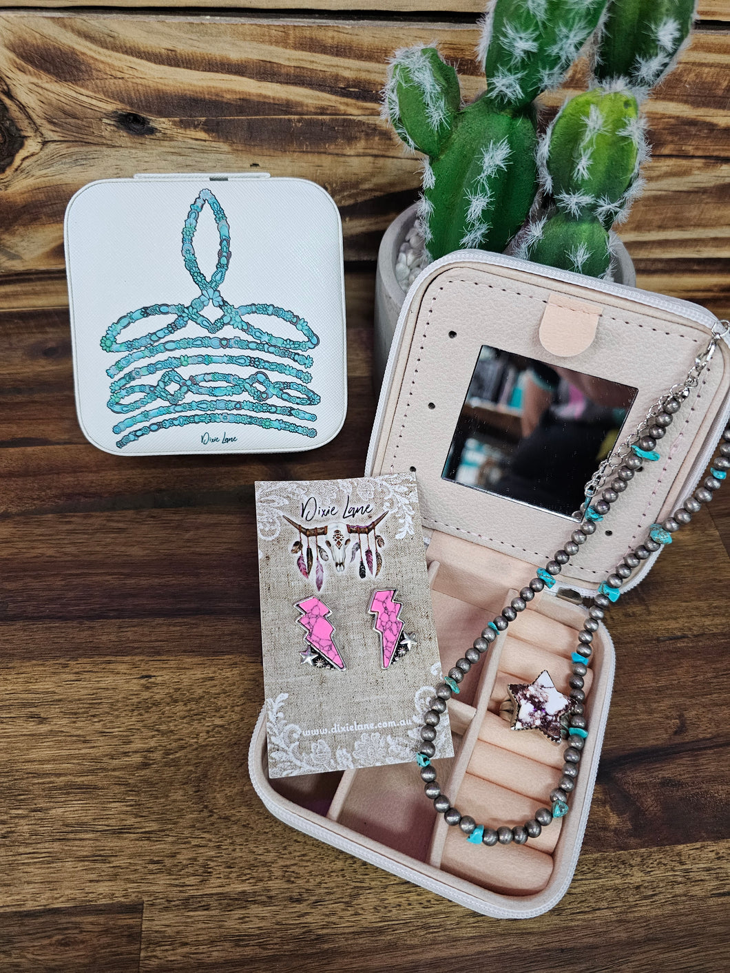 Mini Mirror Jewellery Case - Bejewelled Boot Stitch