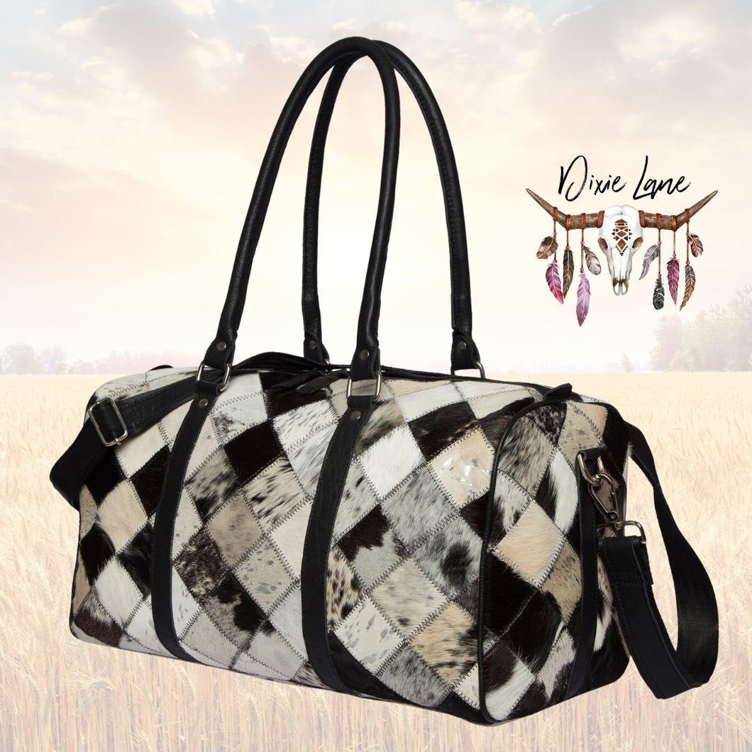 Cowhide Patchwork Weekender Duffle