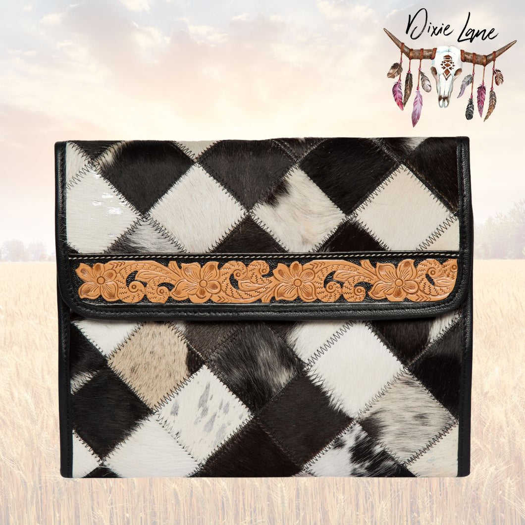 Cowhide Patchwork Make-Up Bag