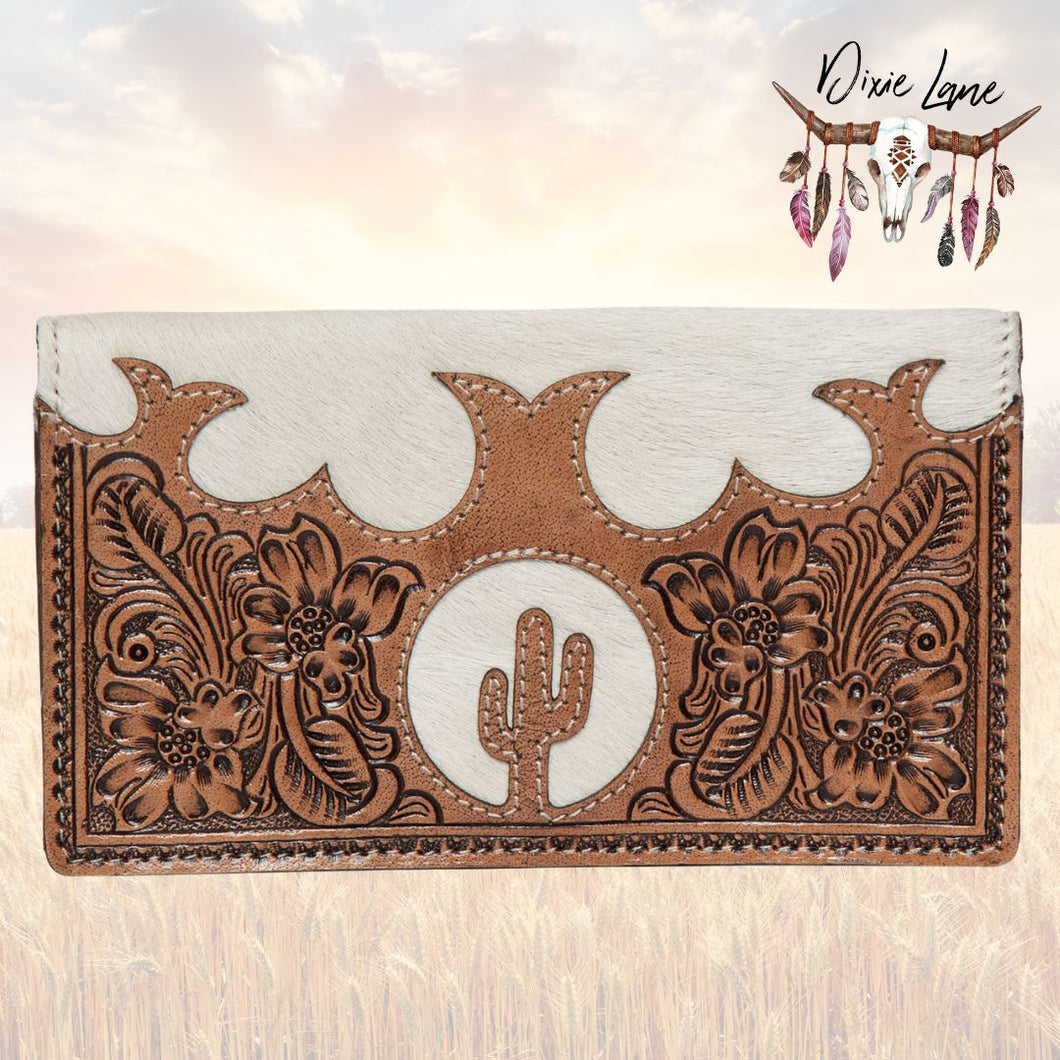 Cactus Leather & Hide Wallet - Brown