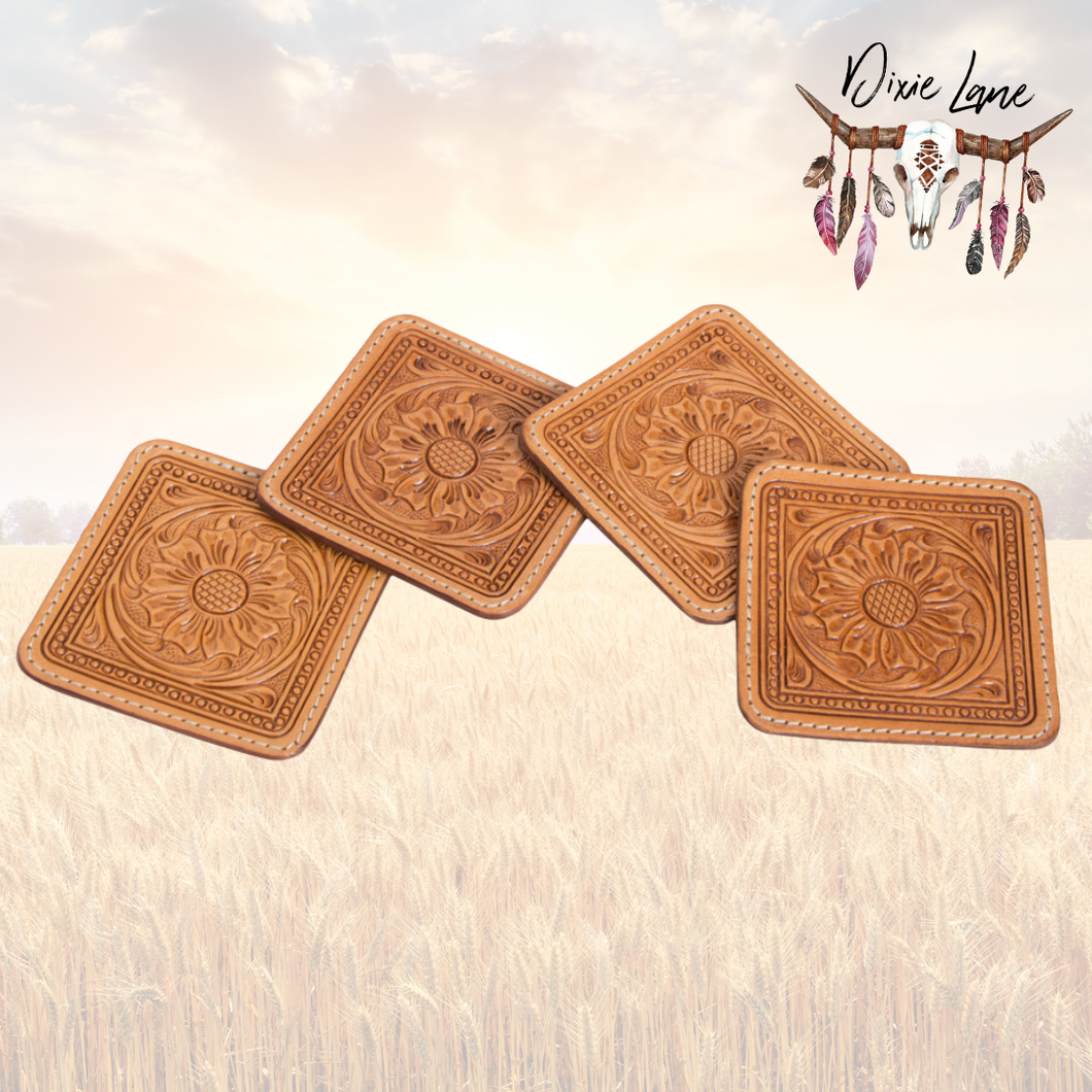 Tooled Leather Coasters