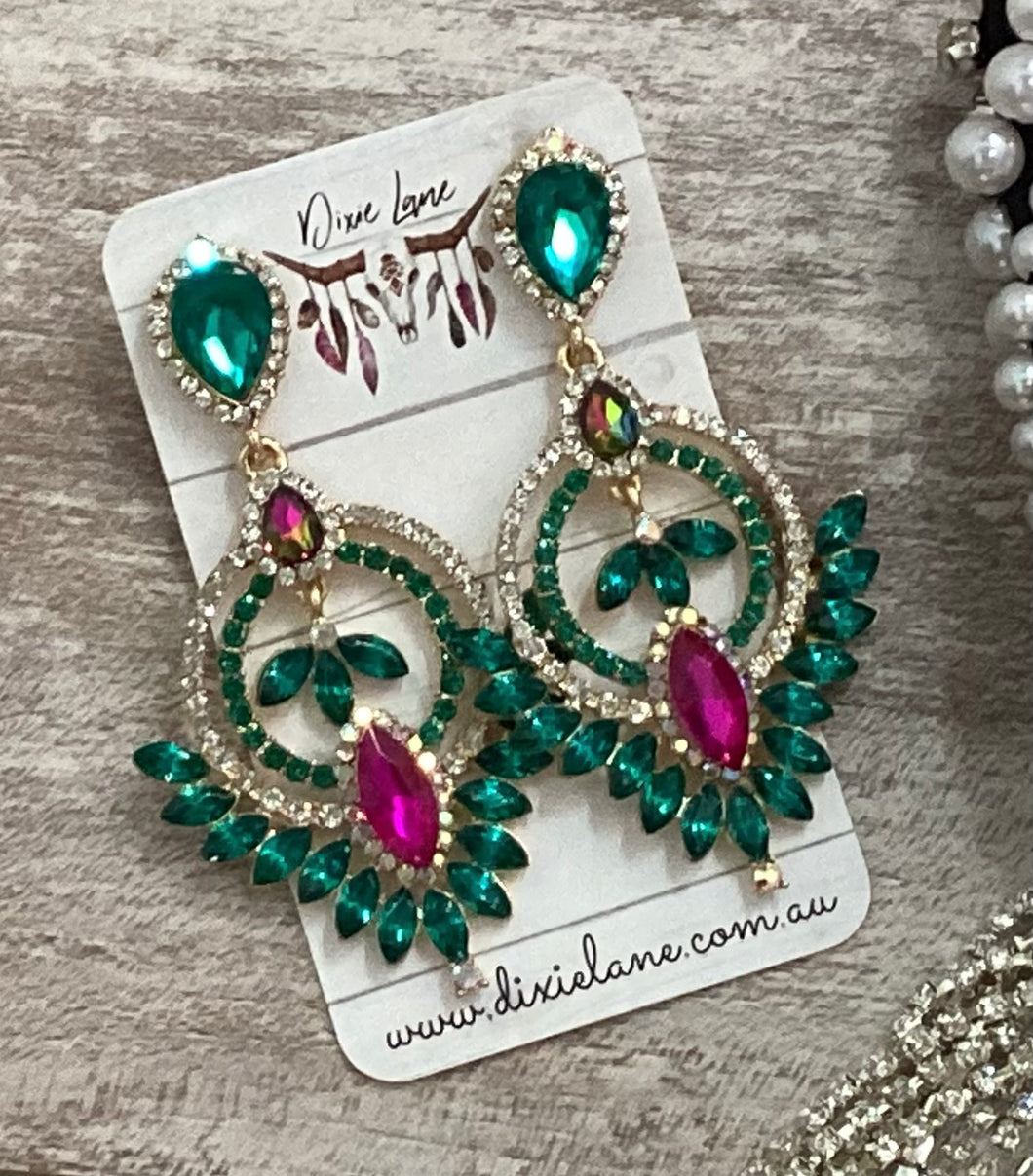Teal Pink Earrings