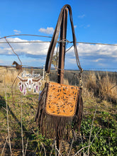 Load image into Gallery viewer, Carved Leather Fringe Crossbody Bag
