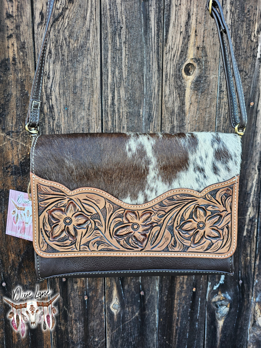 Leather & Hide Crossbody Clutch